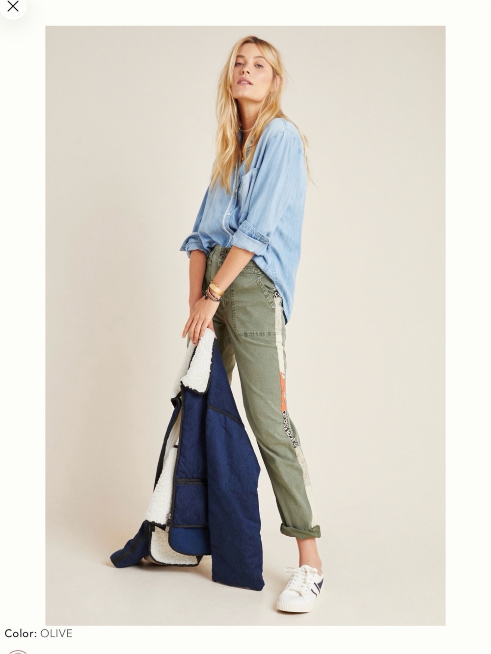 Anthropologie The Wanderer Side Striped Olive Cargo Pants 26